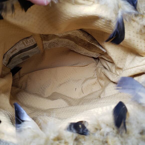 Vintage Handmade Feather Beaded Handbag - Picture 6 of 7